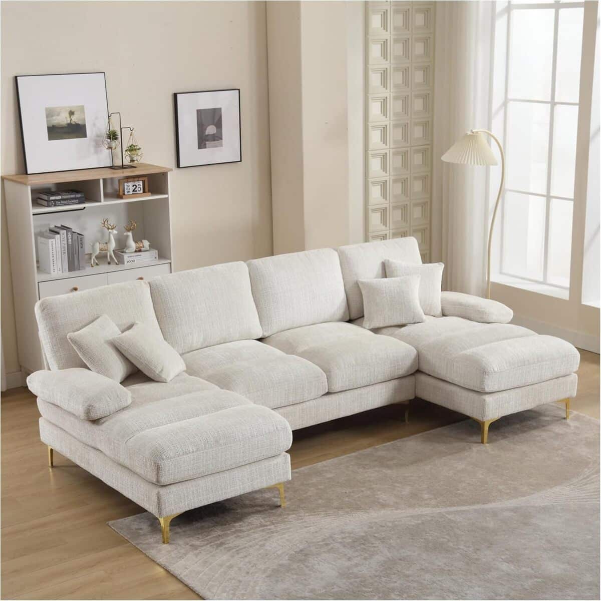 Test du canapé sectionnel Sapgaks 4 places en chenille beige