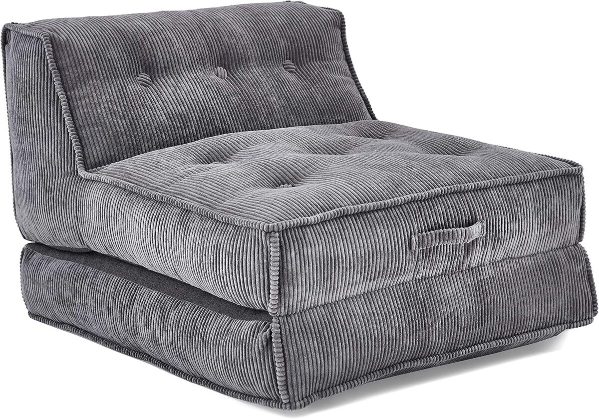 Test du fauteuil convertible Atlantic Pia XXL en velours côtelé gris