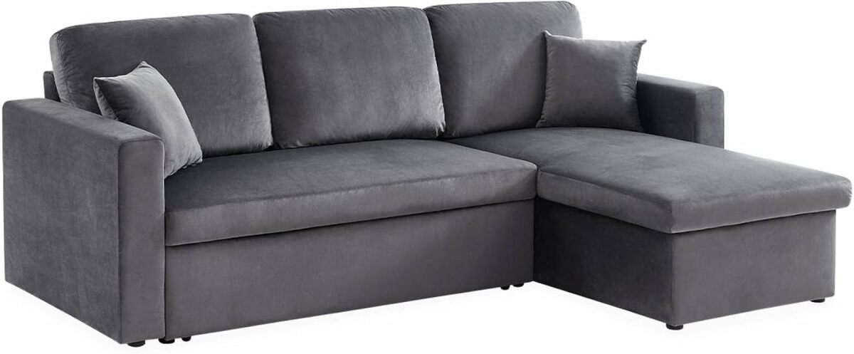 Test : canapé d'angle modulable Alice's Home 3 places en velours gris foncé