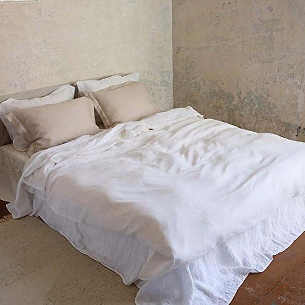 Avis sur le linge de lit en lin Linenme 260x220 cm, points ajourés, blanc cassé