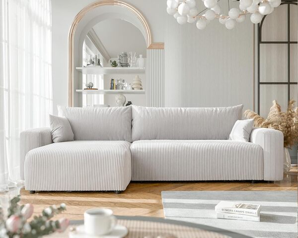 GREKPOL Canapé d'angle Convertible 278x145 à Gauche ou à Droite - Canapé 3 Places Convertible - Canapé avec Espace de Rangement - Canapé Lit - Canapé Convertible - Sofa XL