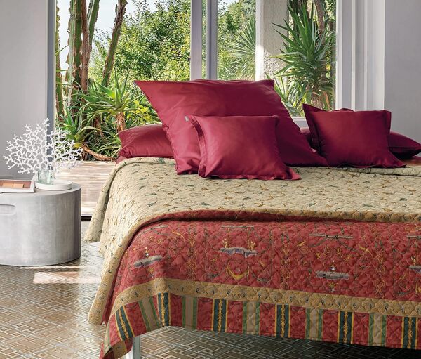 Bassetti Couvre-lit 57 Fils/cm² Garnissage 100% Pur Coton Rouge 265x255cm