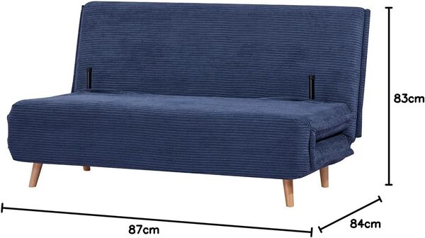 EVERGREENWEB Canapé-lit Convertible en Lit 3 Places 160 cm en Tissu Bleu, Fauteuil-lit Relax Dossier Réglable 5 Positions, Oreillers Amovibles, Pieds en Bois, Canapé Pliant Clic Clac Rembourré, VELVET