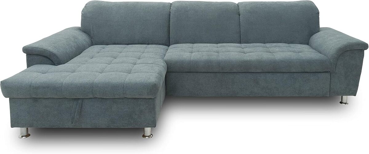 Test canapé d'angle DOMO Franzi convertible avec coffre gris