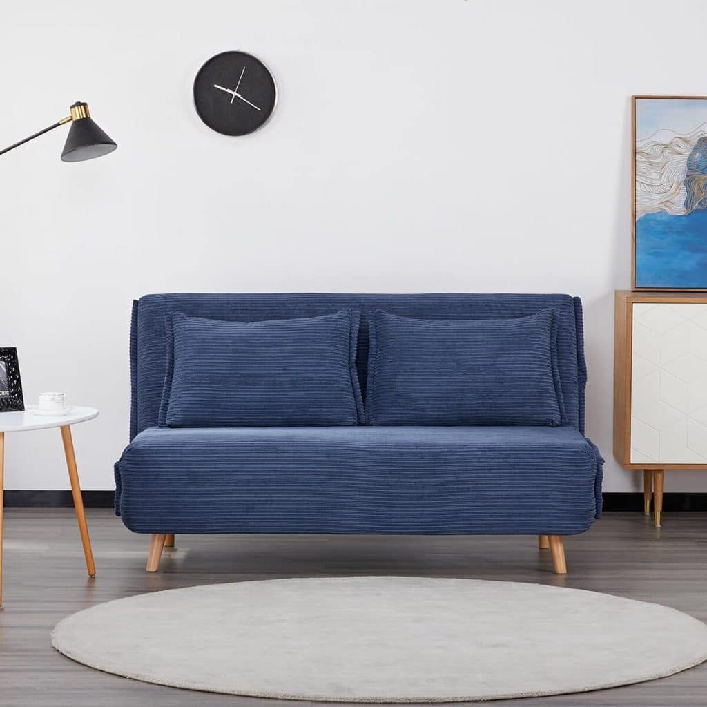 Test du canapé-lit Evergreenweb : confort et élégance en tissu bleu