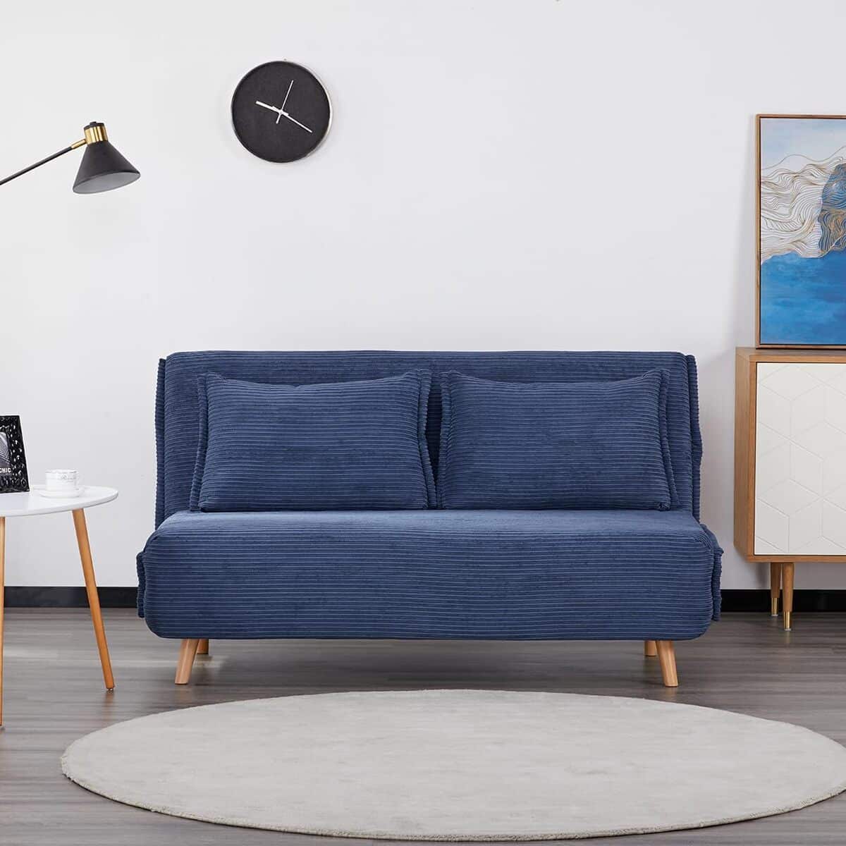 Test du canapé-lit Evergreenweb : confort et élégance en tissu bleu