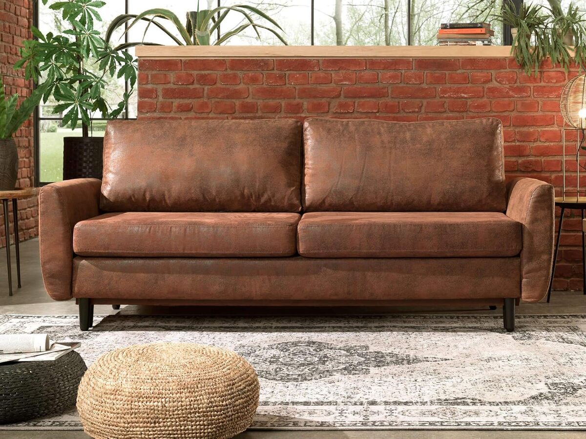 Avis : canapé convertible Dan de Lisa Design en microfibre marron 3 places