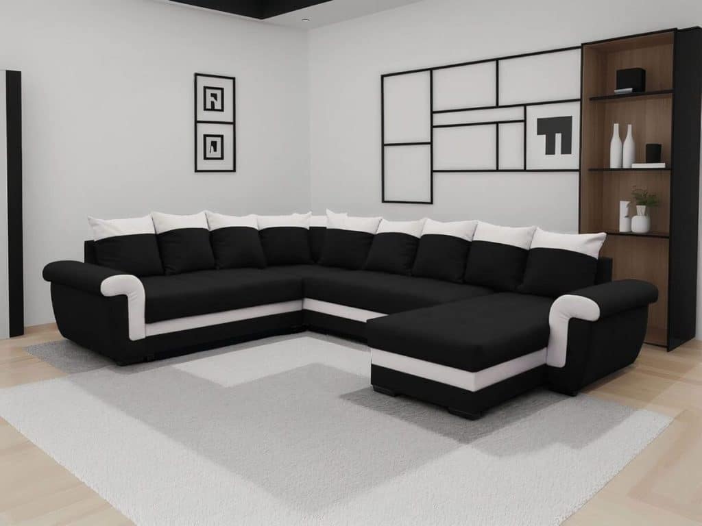 Avis : canapé panoramique convertible Henry - 7 places noir/blanc