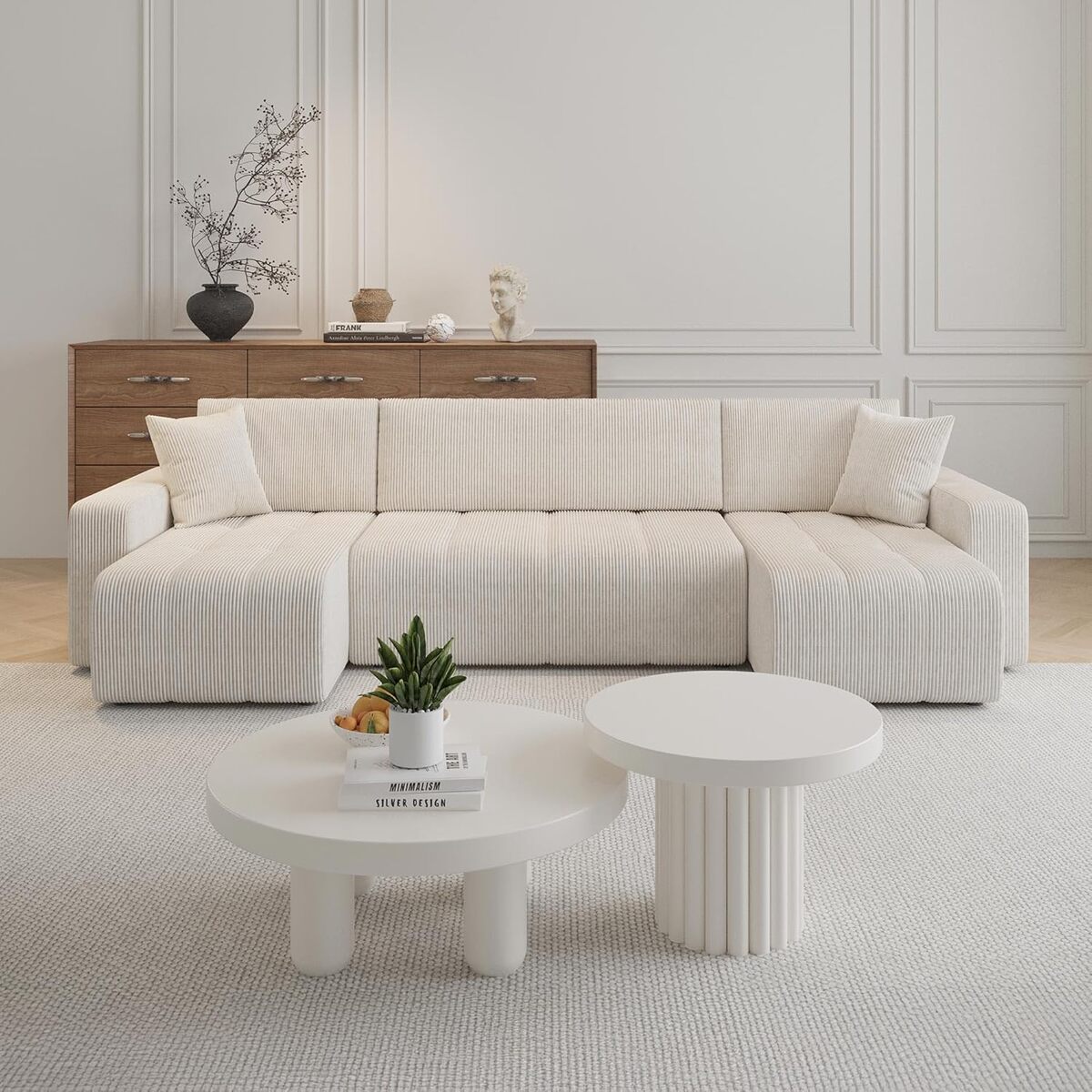 Test canapé panoramique Alicia : confort convertible en velours côtelé beige