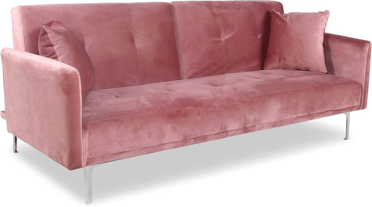 Test du canapé convertible Carla 3 places velours rose Menzzo