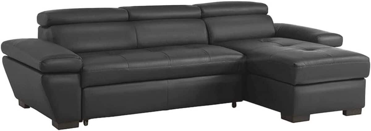 Avis : canapé d'angle convertible Jonova en cuir gris