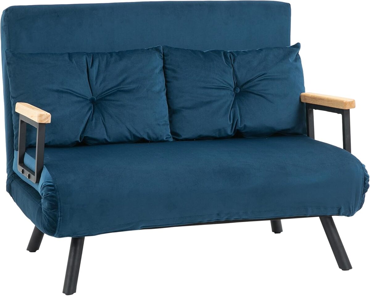 Test : canapé convertible 2 places HOMCOM bleu en velours