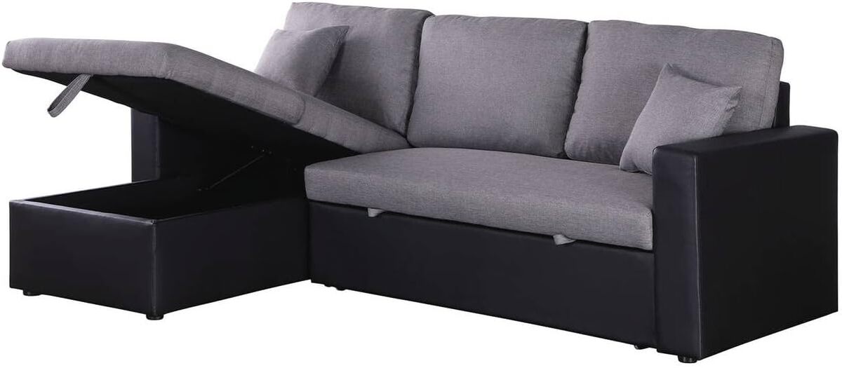 Test : canapé d'angle convertible Alain 3 places noir et gris
