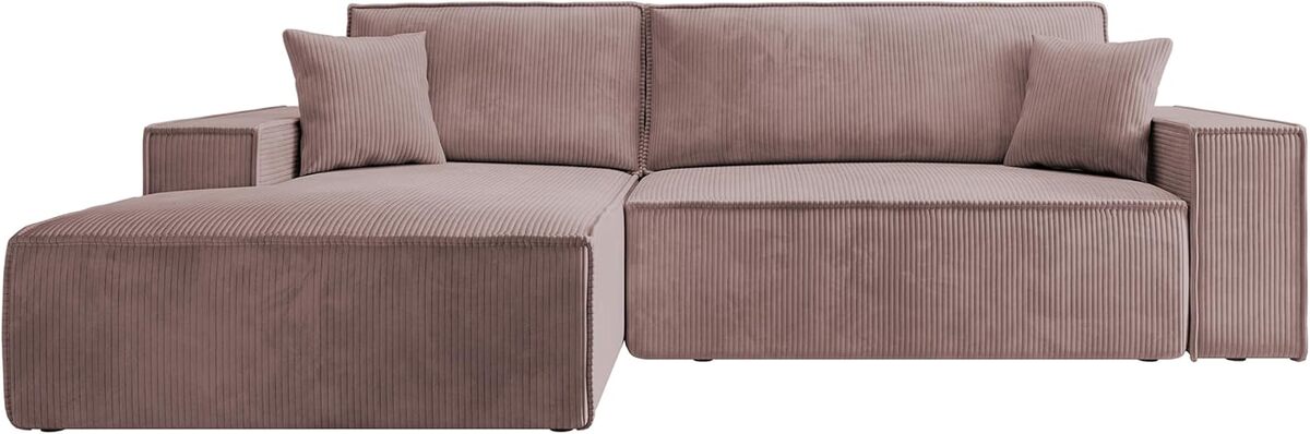 Test : canapé d'angle Selsey Farese New en velours côtelé rose