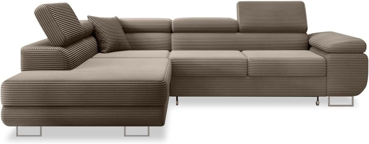 Test du canapé d'angle Marius convertible en velours taupe INTENSE DECO