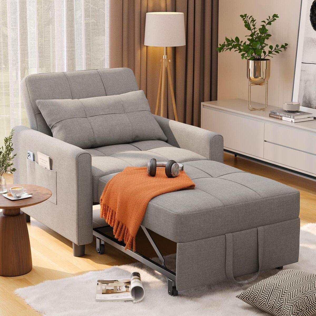 Test du canapé-lit Noelse : polyvalence et design en lin gris