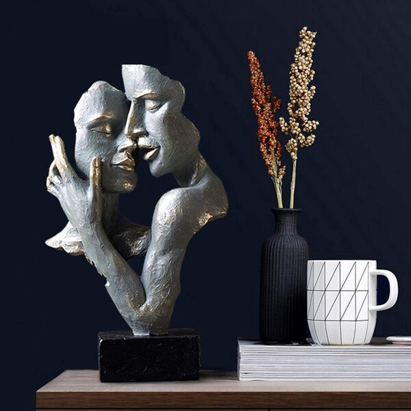 Statue Silence Couple,Bronze Sculpture,Oeuvre d'art Moderne Figurine Decoration Interieur Salon Artisanat CréAtif Ornements d'art,Zhao CAI 02