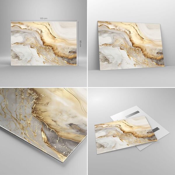 Deco Cadre Salon Marbre Charme Élégant Moderne Impression sur Verre 120x80cm Image Tableau en Verre Decoration Murale Chambre Cuisine Horizontal Art Grand XXL Tableaux Decoratifs Muraux GAA120x80-5730