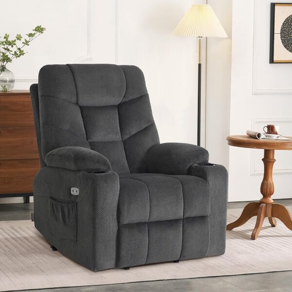 M MCombo Fauteuil TV avec Aide à la montée électrique, Fauteuil avec Aide à la montée, Fauteuil TV avec Fonction inclinable jusqu'à 140°, avec USB 7286