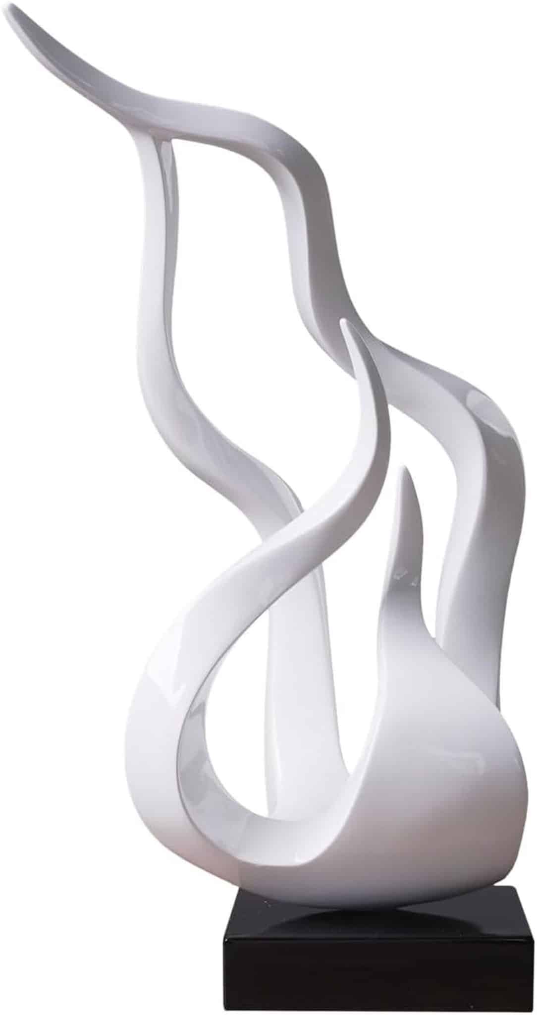 Avis sur la sculpture flamme sacrée de Nenbolec : élégance abstraite en résine blanche