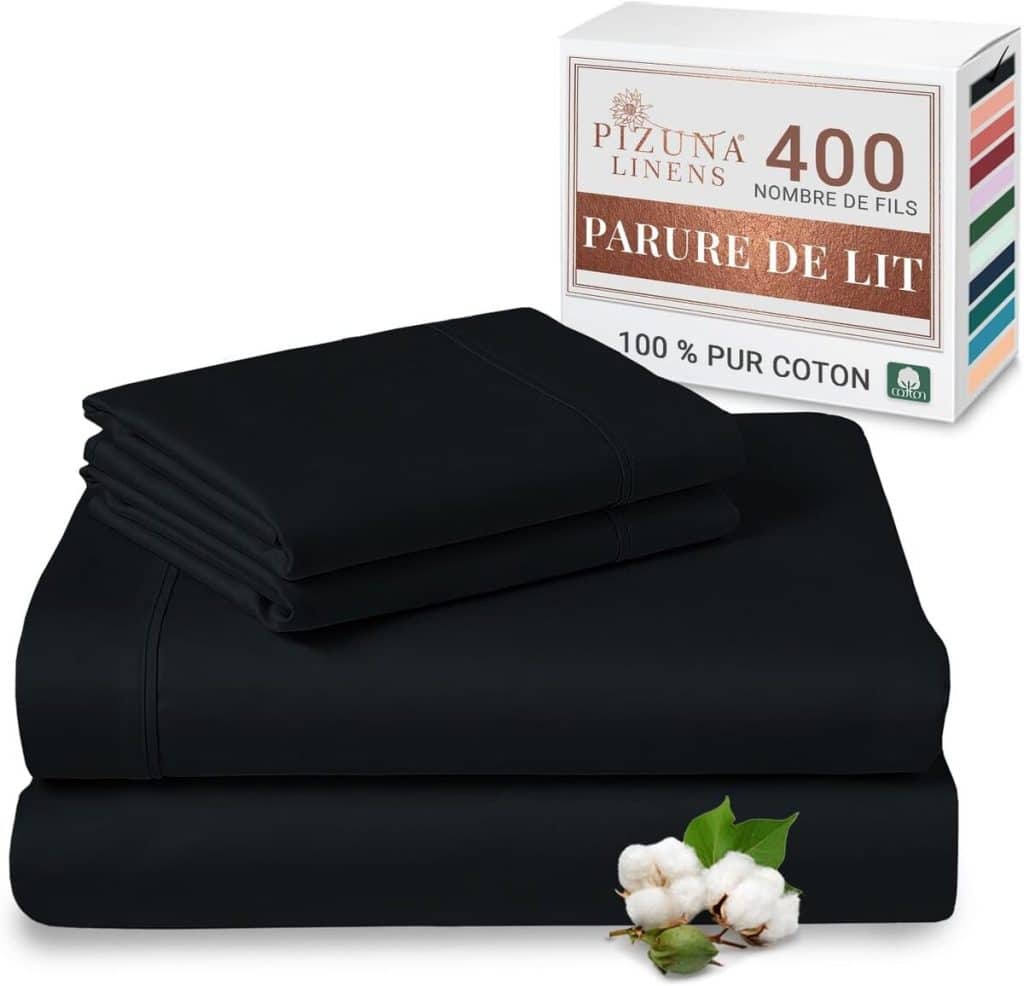 Test : parure de lit Pizuna coton peigné noire 400 fils