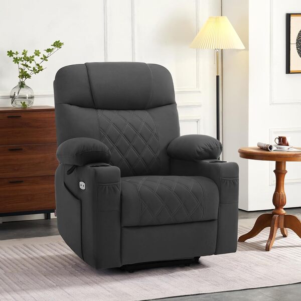 M MCombo Fauteuil TV électrique avec aide à se lever avec 2 moteurs, dossier et repose-pieds réglables séparément, fauteuil de relaxation avec fonction allongée, électrique 7501 (tissu en microfibre,