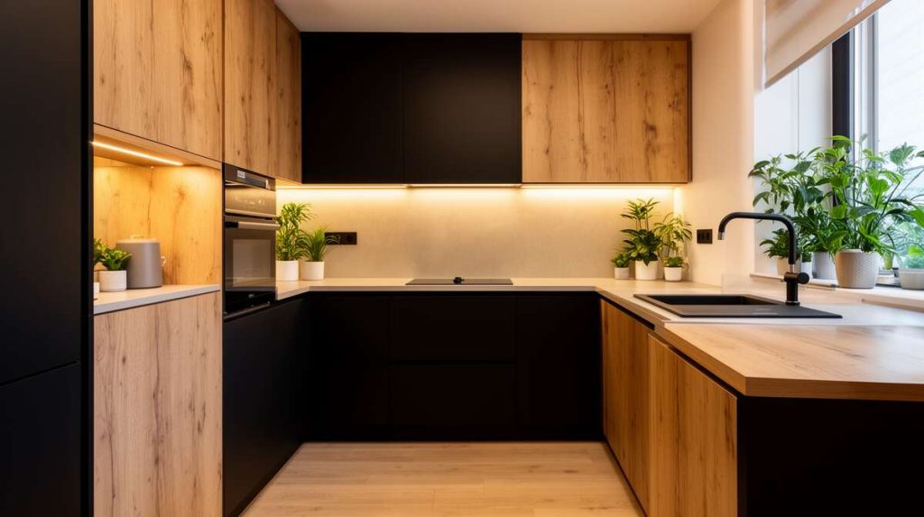 10 idées déco cuisine noir et bois