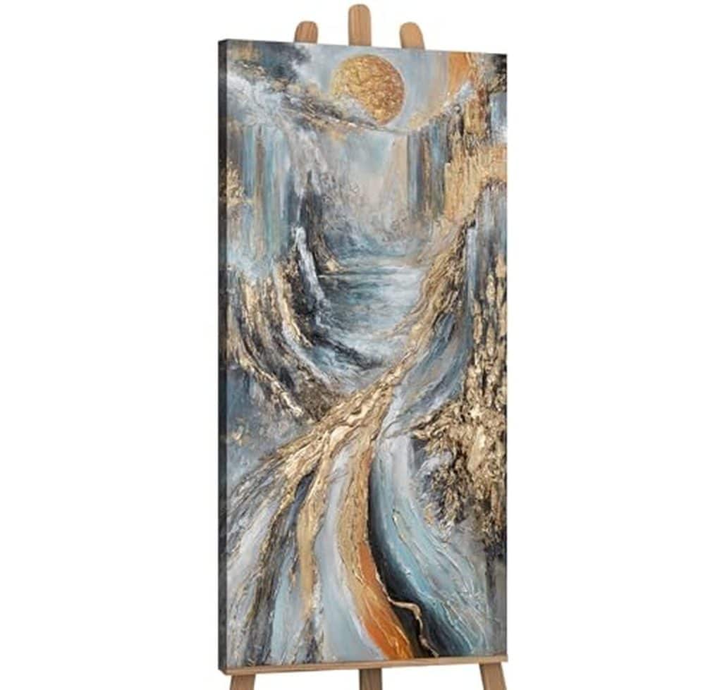 Avis sur la toile abstraite YS-Art avec accents dorés, 115x50 cm