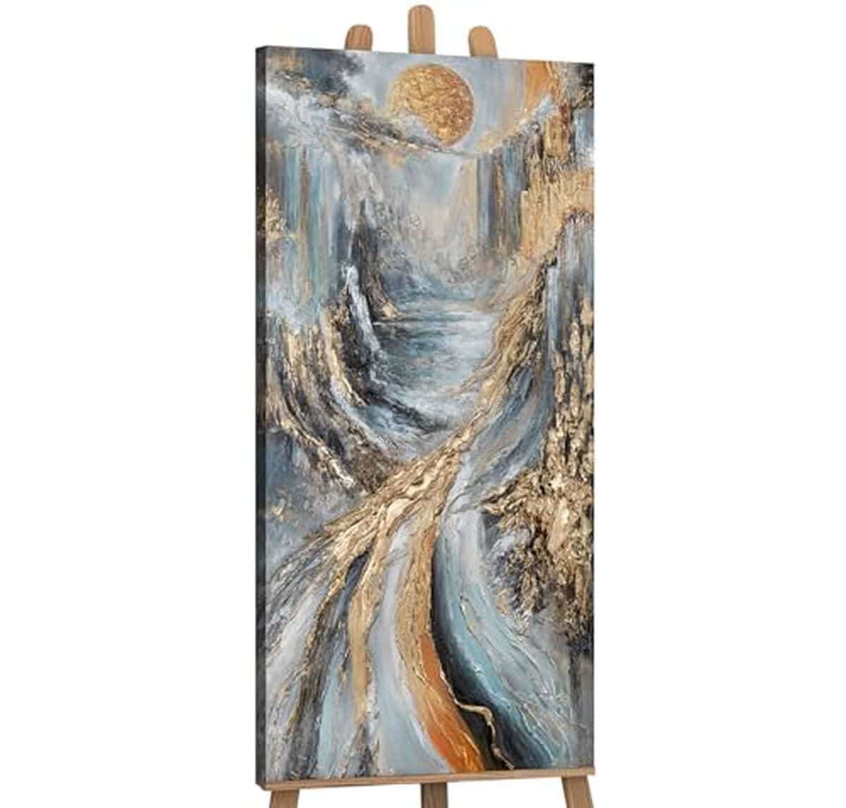 Avis sur la toile abstraite YS-Art avec accents dorés, 115x50 cm