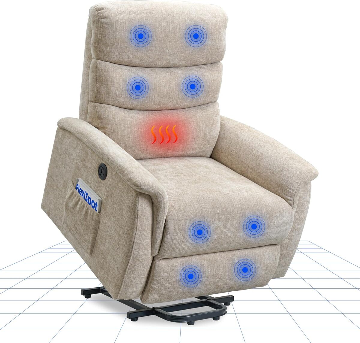Test du fauteuil releveur FLEXISPOT électrique chauffant et massant beige