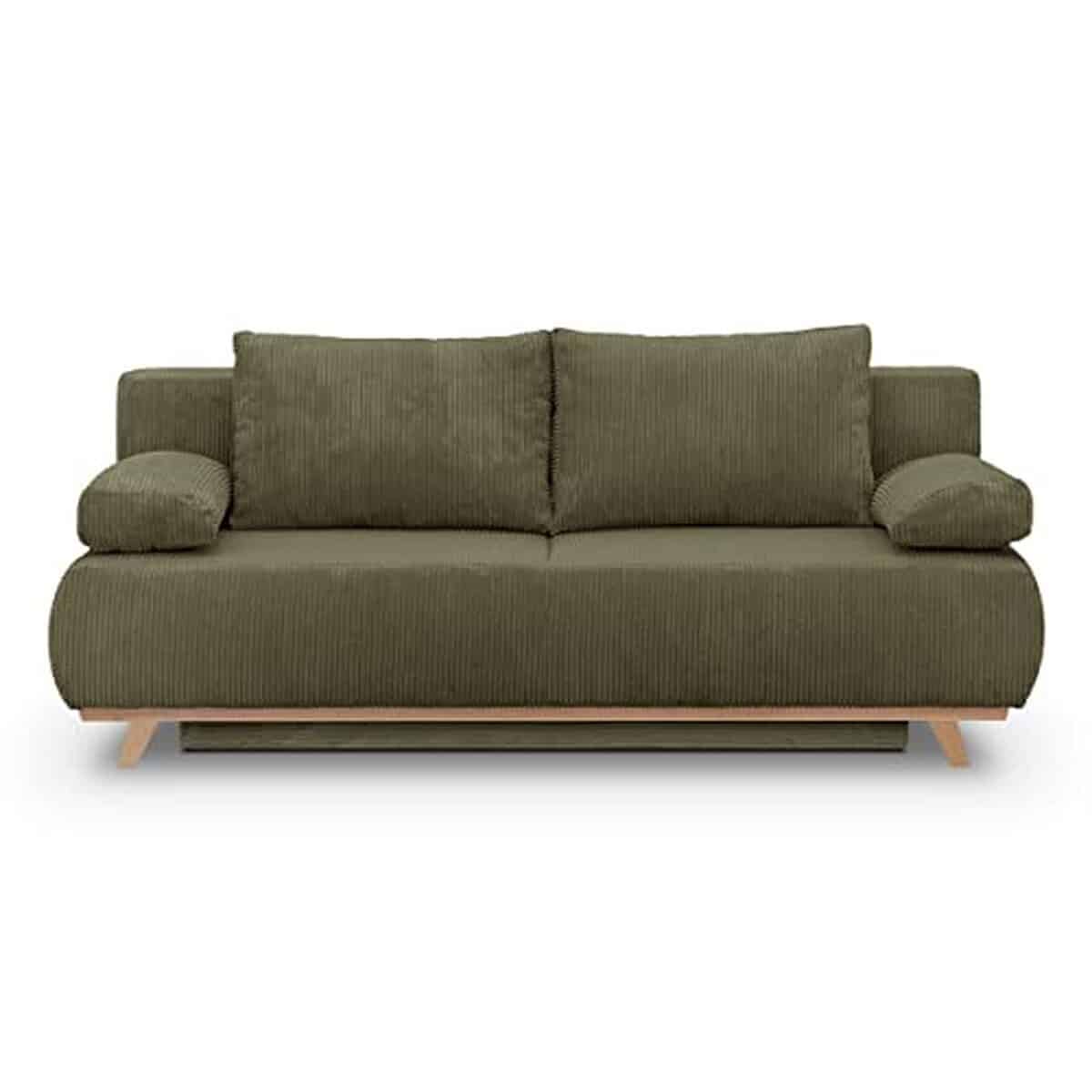 Test : canapé convertible Homifab Laria en velours côtelé vert