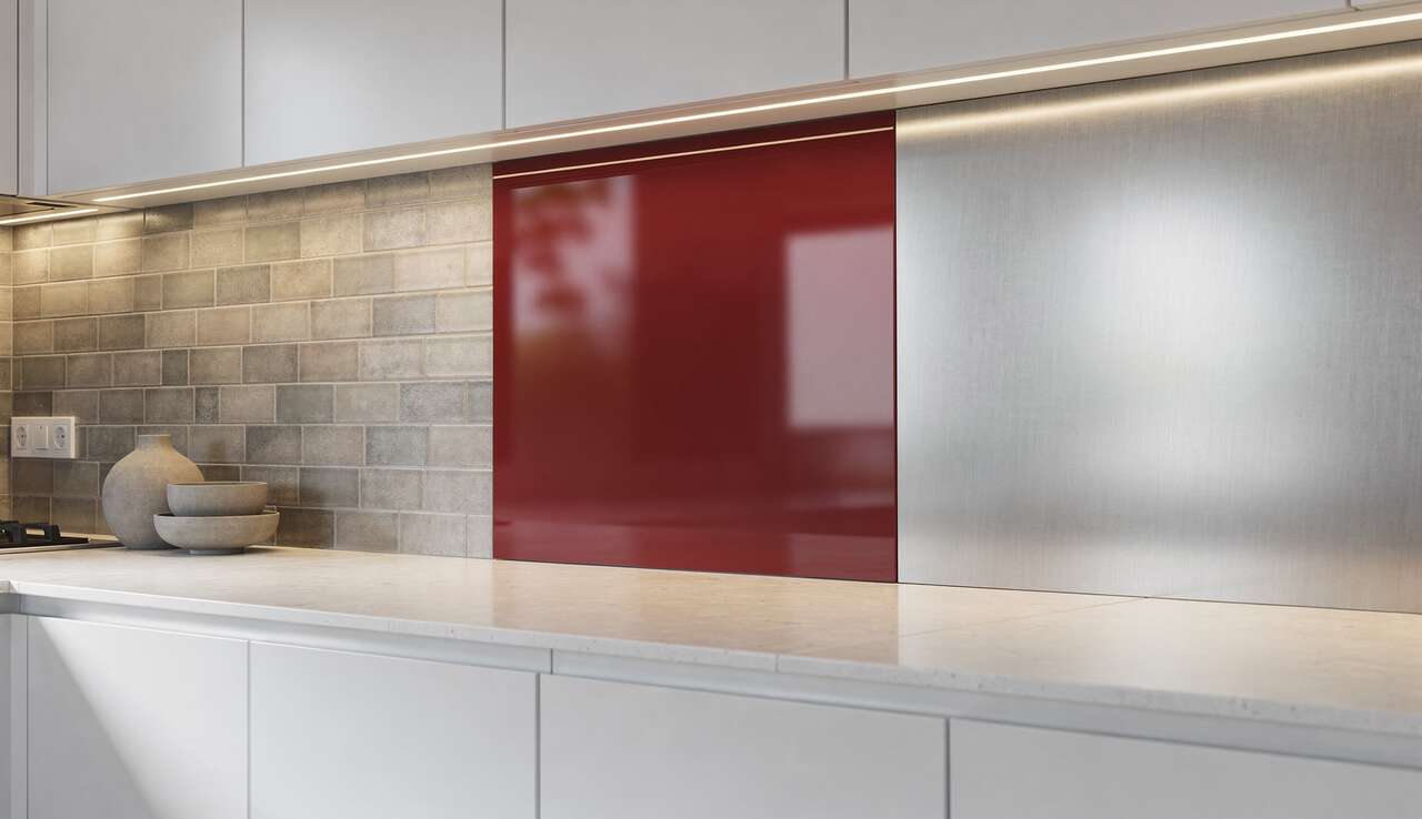 Les mat&eacute;riaux classiques pour la cr&eacute;dence : carrelage, verre et inox