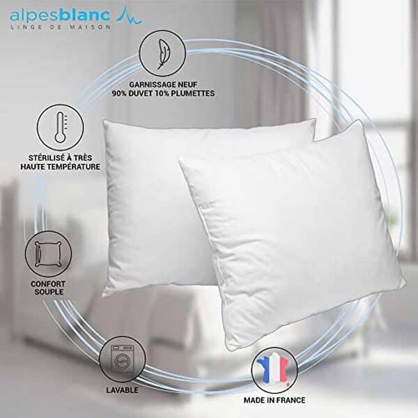 Découvrez notre avis complet sur l'oreiller naturel moelleux Alpes Blanc : confort luxueux avec 90% de duvet pour des nuits réparatrices.