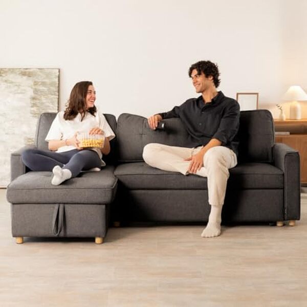 Découvrez notre test complet du canapé lit d'angle Nalui Haven avec coffre et poches : confort optimal et solutions de rangement pratiques pour votre intérieur