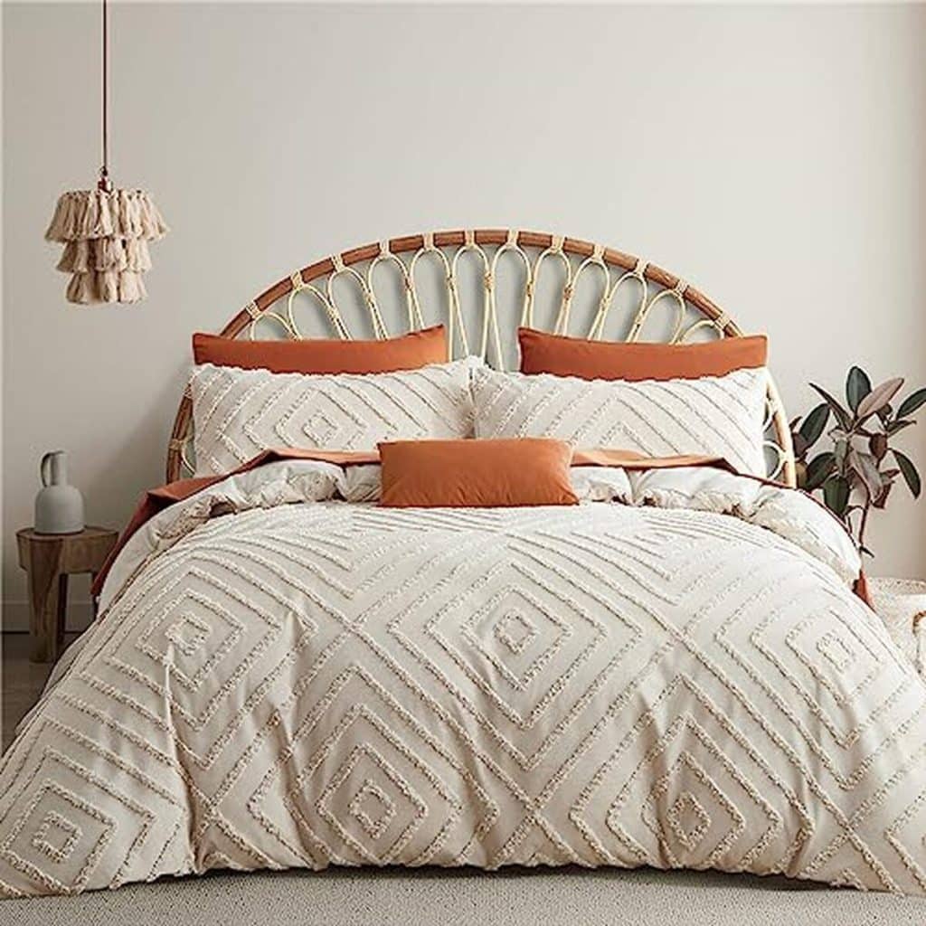 Avis housse de couette Tospass tuftée style bohème