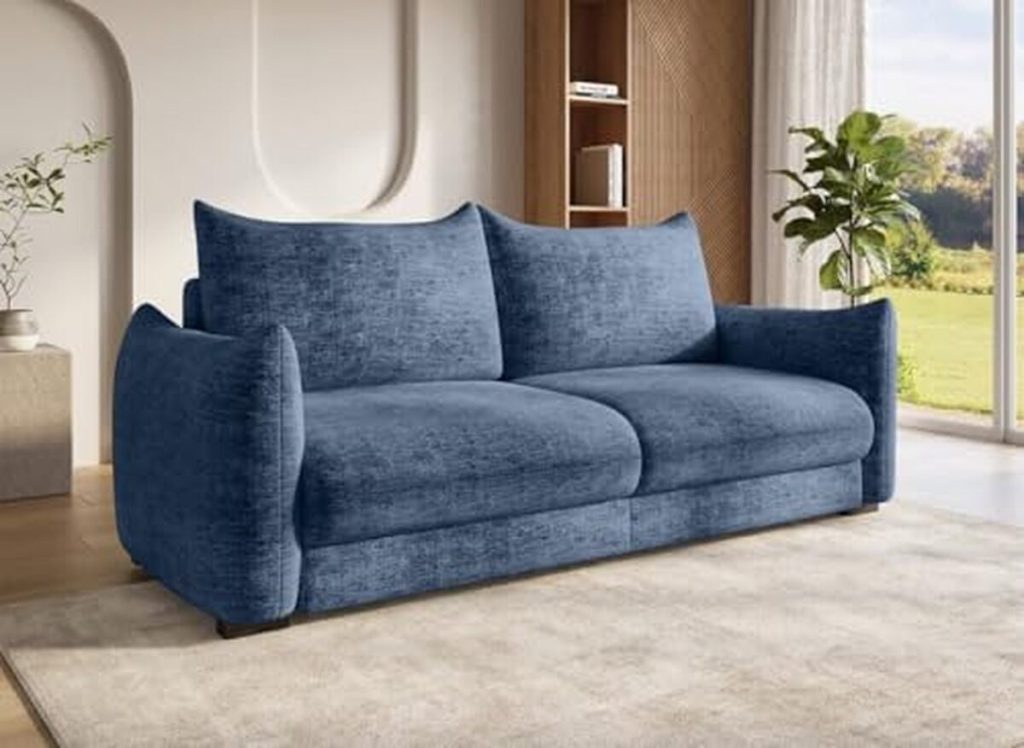 Test : canapé convertible DecoInParis Colby 3 places en velours bleu chiné