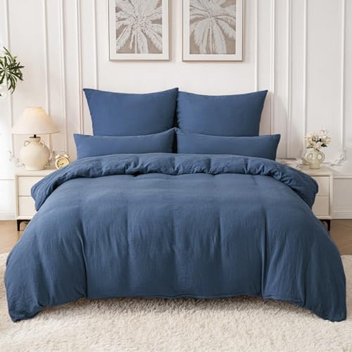 Avis : housse de couette Soulful gaze de coton bleu foncé