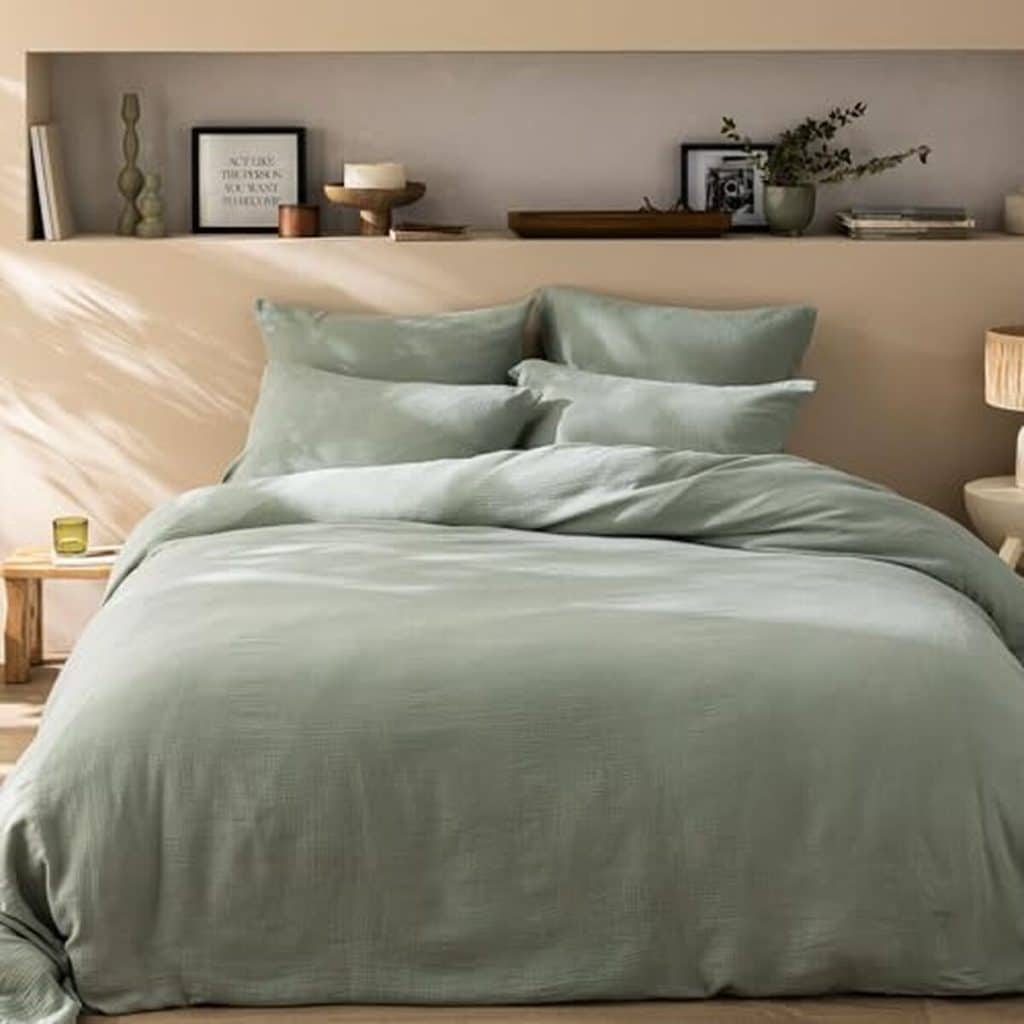 Avis : parure de lit Matt & rose en coton lichen