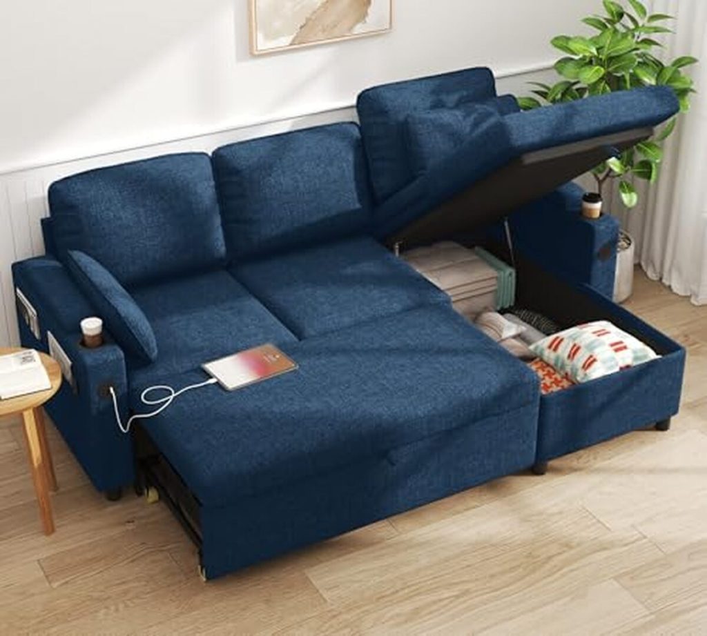 Test : canapé convertible DURASPACE avec rangement et port USB