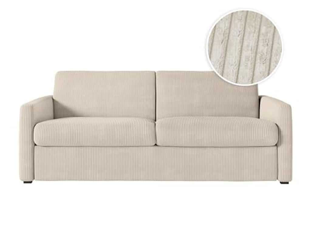 Test du canapé convertible Loungitude Agathe : confort et élégance en velours côtelé