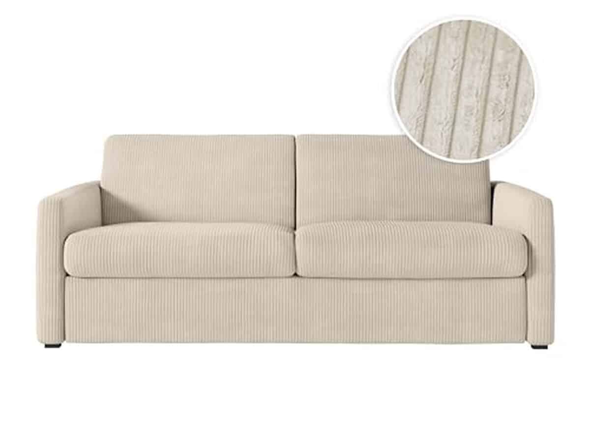 Test du canapé convertible Loungitude Agathe : confort et élégance en velours côtelé