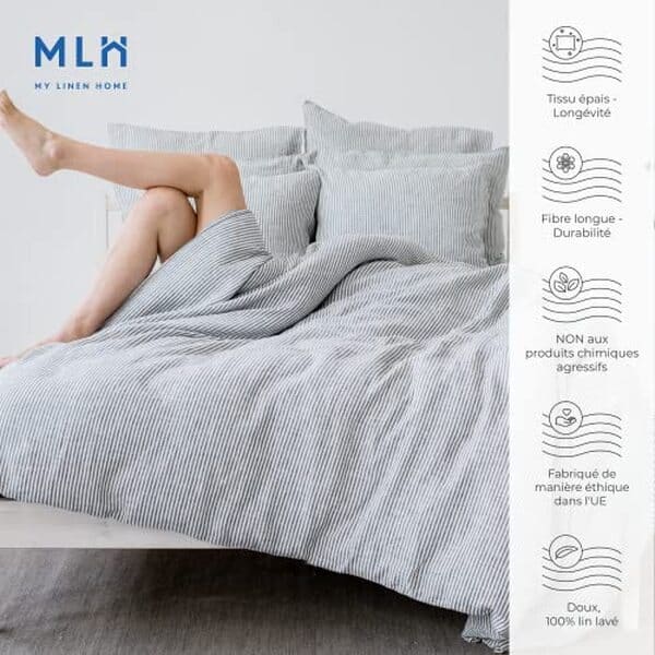 Découvrez la couette en lin lavé Test My Linen Home : respirante, douce et durable pour des nuits confortables toute l'année. 
