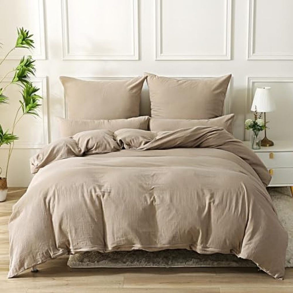 Avis sur la housse de couette Soulful 220x240 en gaze de coton beige-café