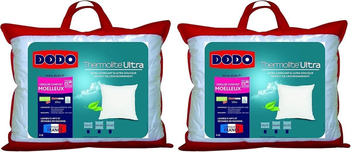 Avis : oreiller Dodo ultra gonflant 60x60, confort maxiconfort