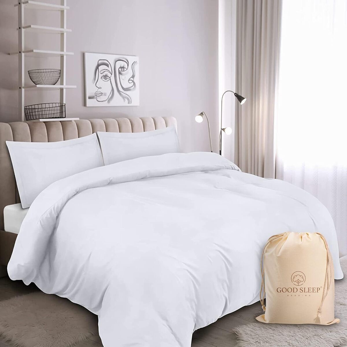 Avis : parure de lit super king size en coton égyptien 1000 fils blanc